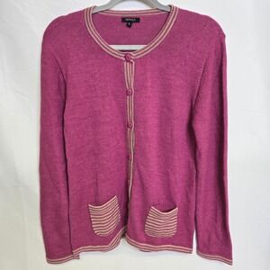 Novica Alpaca Wool Cardigan, Pink, Women's Size Large